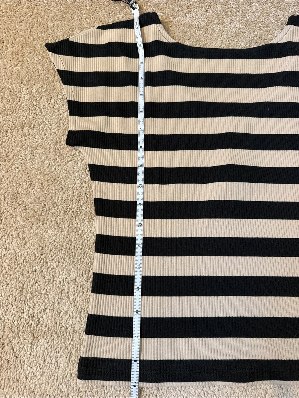 J. Crew Vintage rib scoopback T-shirt Black & Cream Striped Boatneck Tee Small